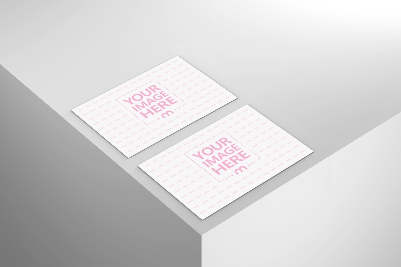 Front and Back View Of Business card Mockup on Neutral Background preview image