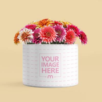 Flower Tub Mockup with Chrysanthemum Arrangement for Florists