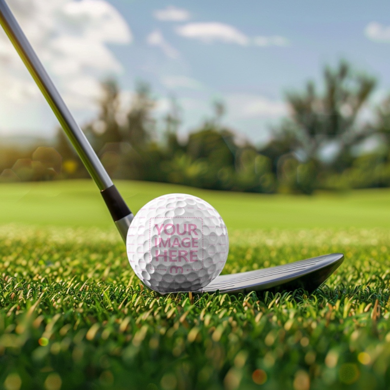 Golf Ball on Course Mockup for Tournament Promotions preview image