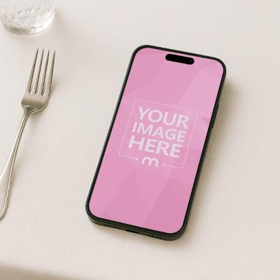 iPhone Mockup on Dinner Table for Food Photography Ads