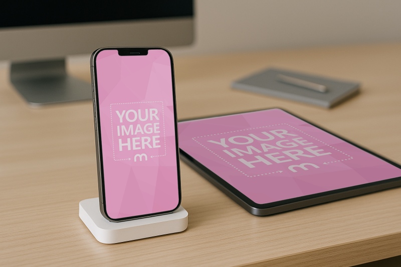 iPhone and iPad Mockup Side by Side for Tech Showcase preview image
