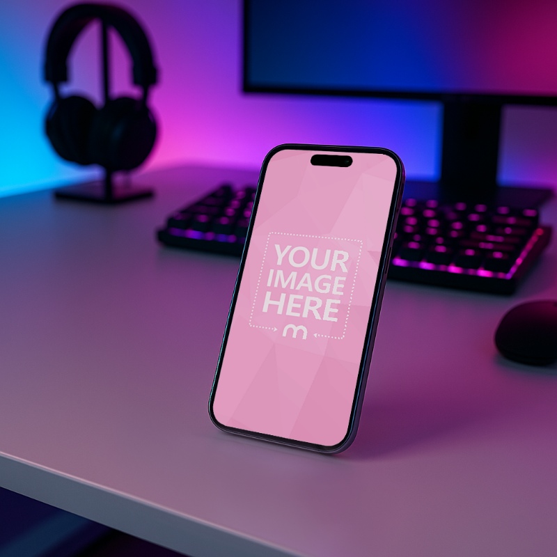 iPhone Mockup in Hand for Gaming Advertisement preview image