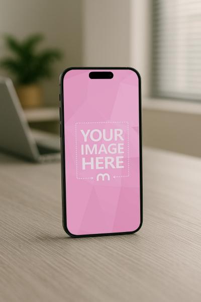 iPhone Mockup on Wooden Surface for Lifestyle Branding