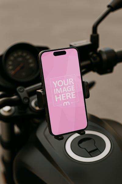 iPhone Mockup in Motorbike Holder for Navigation Apps