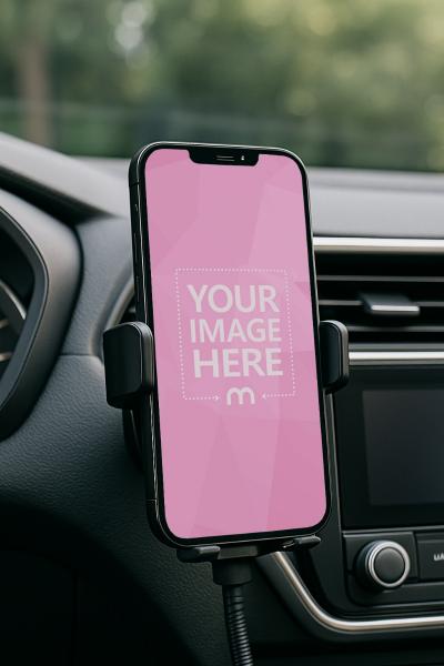 iPhone Mockup in Car Holder for Navigation Branding