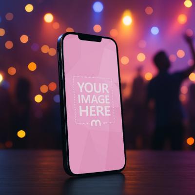 iPhone Mockup with Party Background for Event Promotions