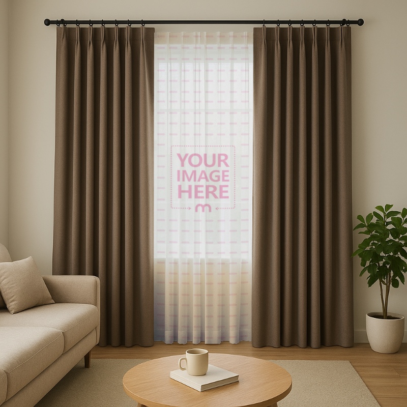 Living Room Curtains Mockup with Sofa and Coffee Table Decor preview image