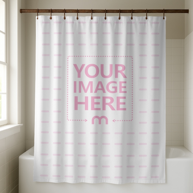Bathroom Curtains Mockup with Bathtub in Modern Home preview image