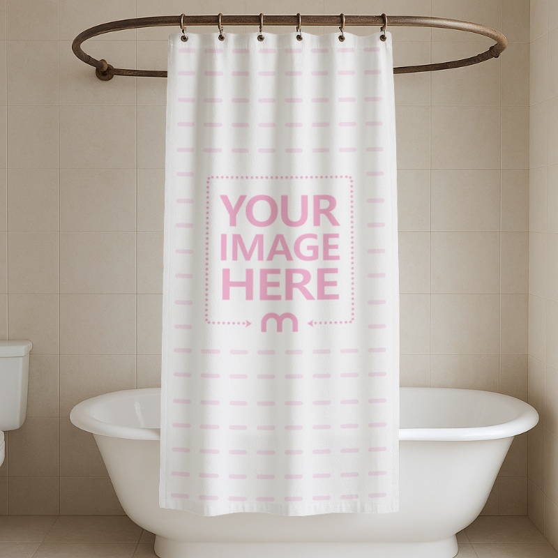Bathroom Curtains Mockup with Bathtub in Minimal Setting preview image