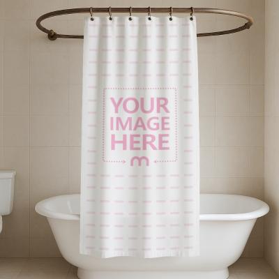 Bathroom Curtains Mockup with Bathtub in Minimal Setting