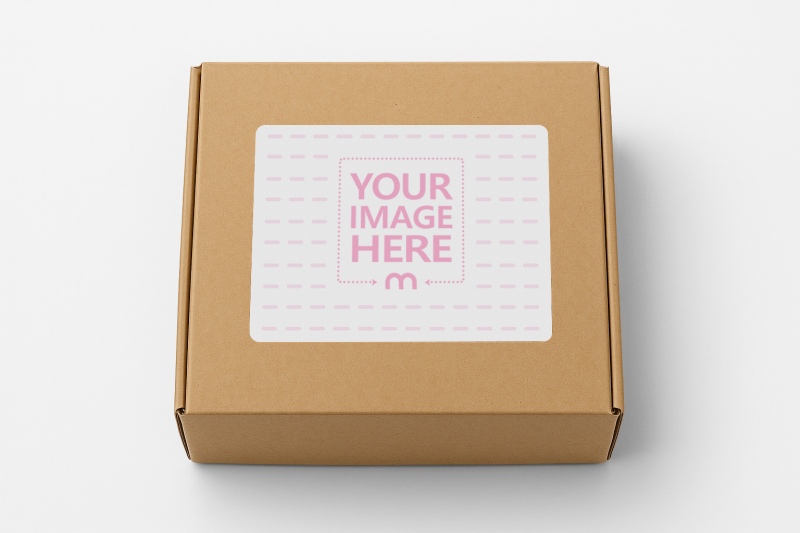 Mail Sticker Mockup on Cardboard Box Isolated on White Background preview image