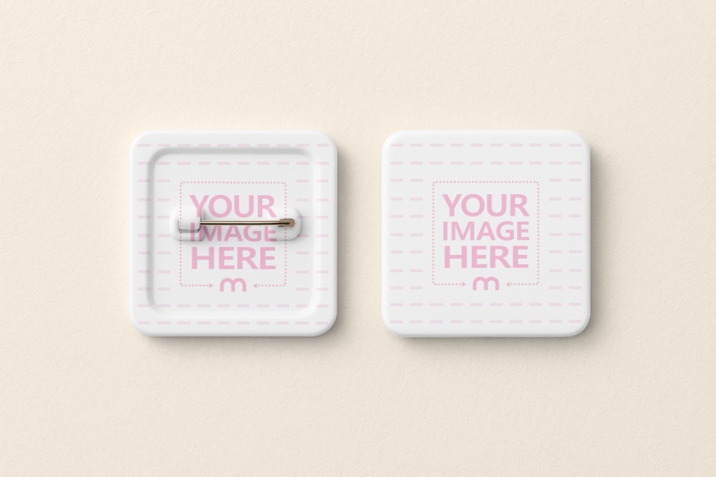 Pin Button Mockup Front and Back on White Background preview image