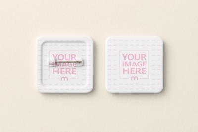 Pin Button Mockup Front and Back on White Background