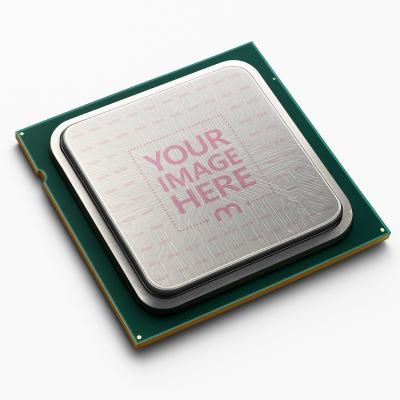 CPU Chip Mockup Isolated on White Background