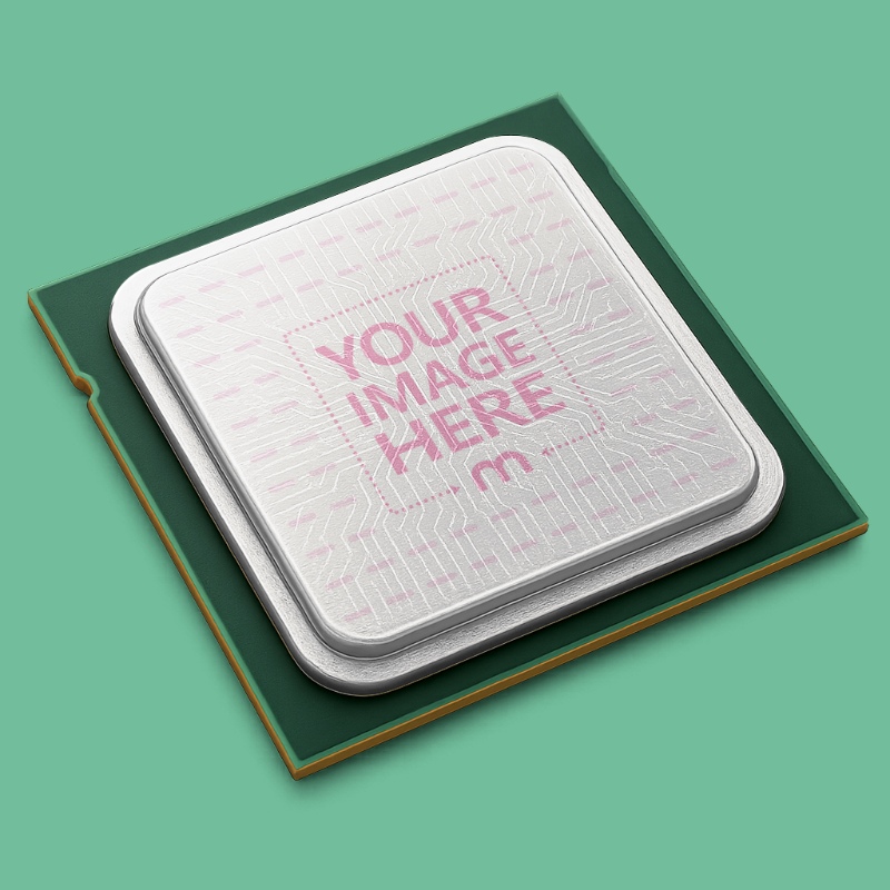 CPU Chip Mockup Isolated on Green Background preview image