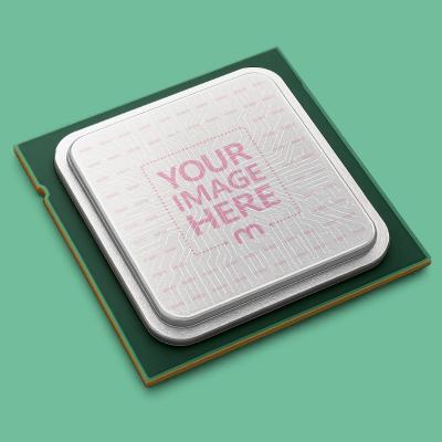 CPU Chip Mockup Isolated on Green Background