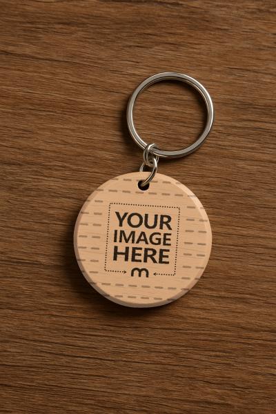 Wooden Keychain Mockup for Gift Design Preview