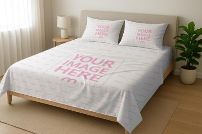 Bedsheet and Pillows Mockup Generator