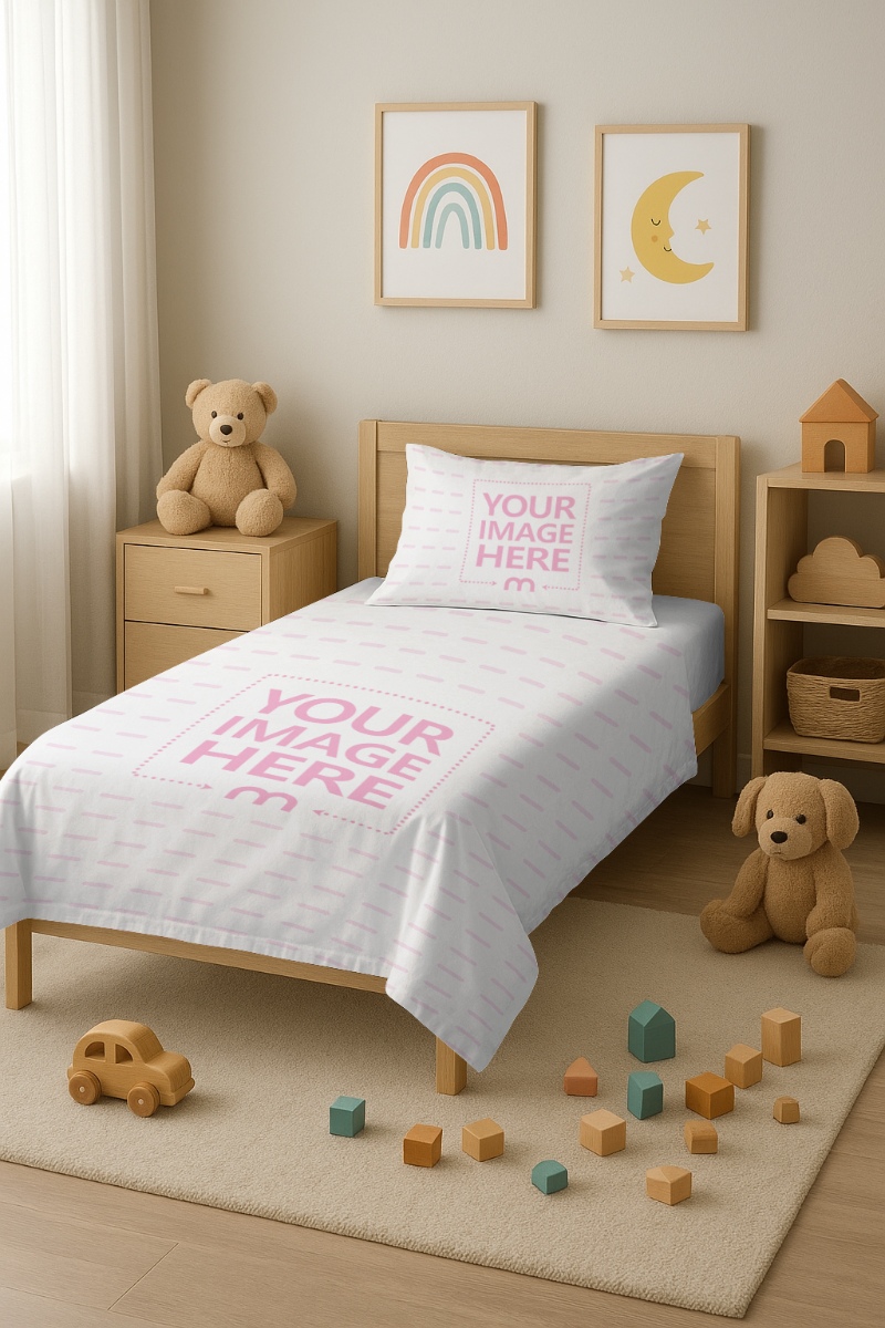Kids Room Bedsheet & Pillow Mockup Generator preview image
