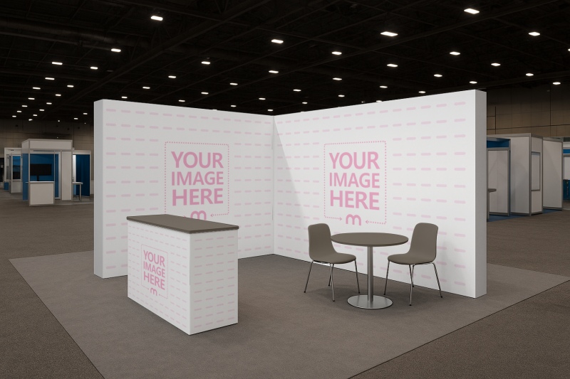 L-Shaped 3D Trade Show Exhibition Display Mockup preview image