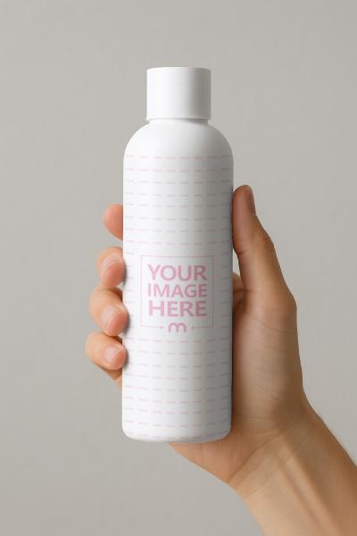 Holding Slim Bottle in Hand Mockup Generator