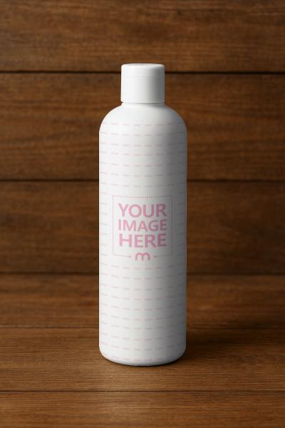 Slim Bottle on Wooden Background Mockup Generator