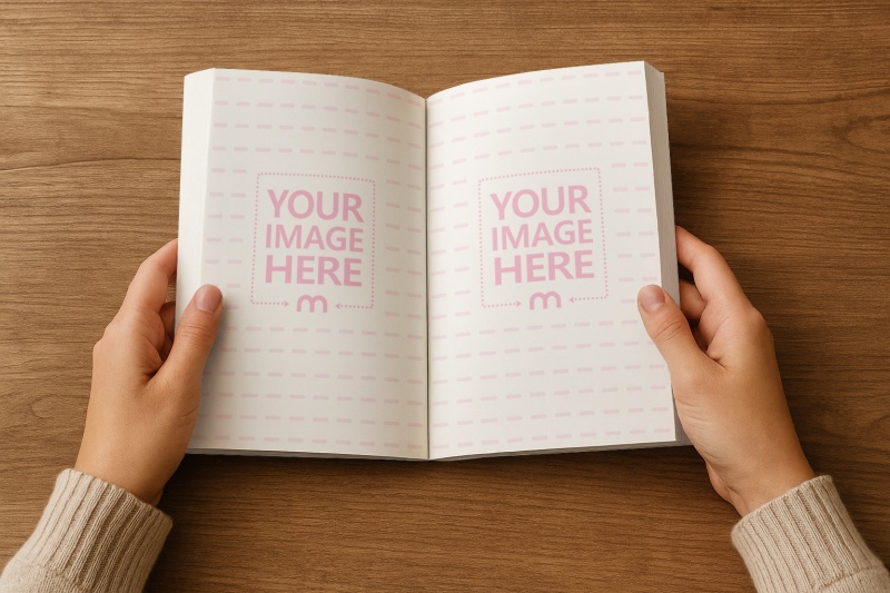 Opened Book Mockup for Print and Publications Preview preview image