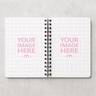 Top View Open Notebook Mockup Isolated on White Background