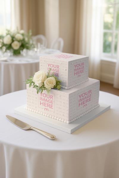 Wedding Cake Mockup on Table for Ceremonies