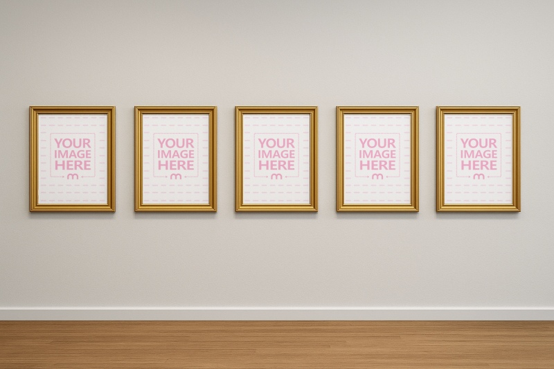 Five Canvas Wall Art Mockup Arranged on Clean Background preview image