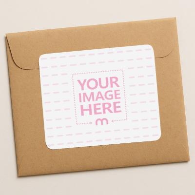Mail Sticker Mockup on Cardboard Mail Isolated on White Background