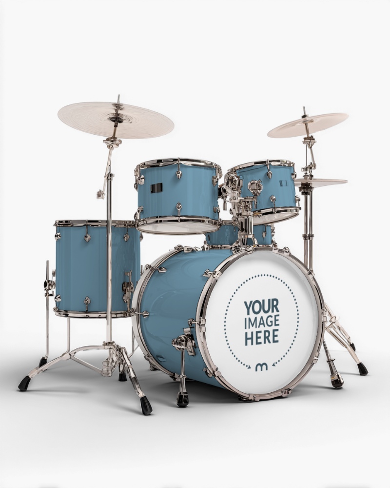 Drum Set Mockup in Isolated Background for Rock Band Branding preview image