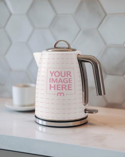 Electric Kettle Mockup for Kitchen Appliance Branding Concepts