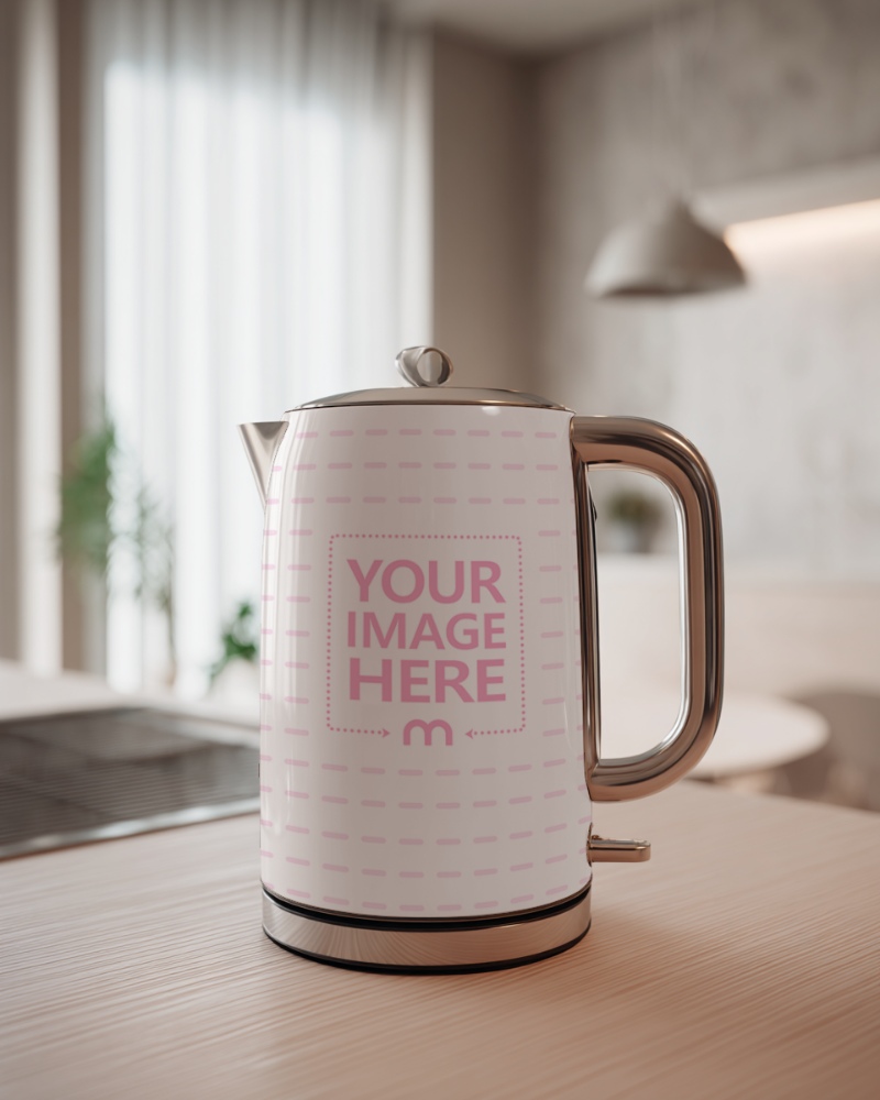 Electric Kettle Mockup with Handle for Retail Packaging Design preview image