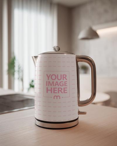 Electric Kettle Mockup with Handle for Retail Packaging Design