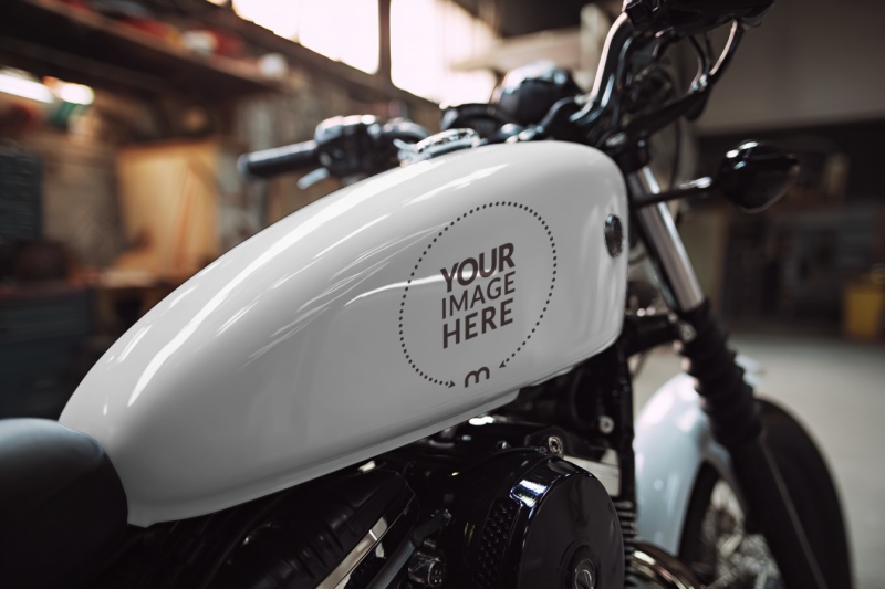 Motorcycle Fuel Tank Mockup for Custom Paint Branding Concepts preview image