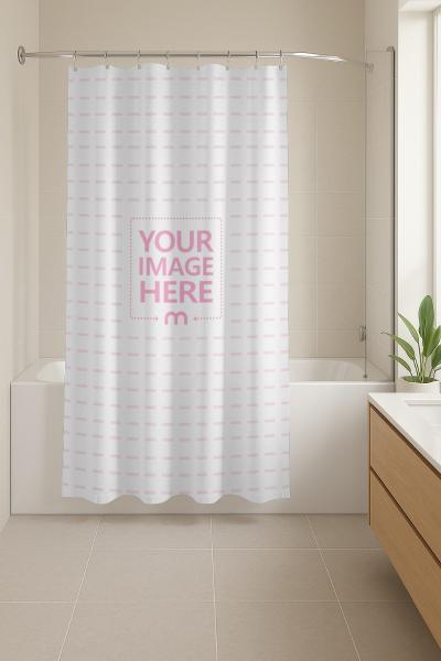 Curtain Mockup with Bathtub in Bathroom for Home Décor