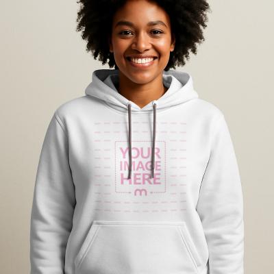 Hoodie Mockup on Smiling Woman for Everyday Casual Fashion