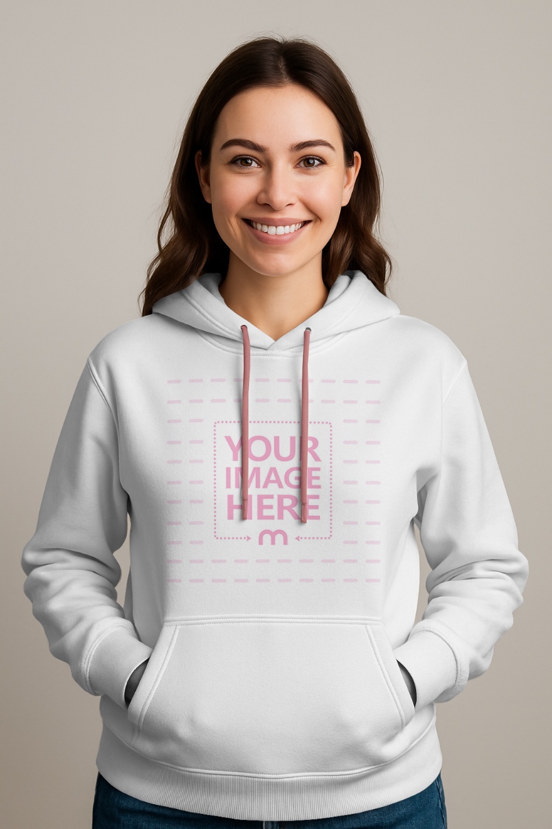 Hoodie Mockup on Smiling Woman for Everyday Casual Fashion preview image