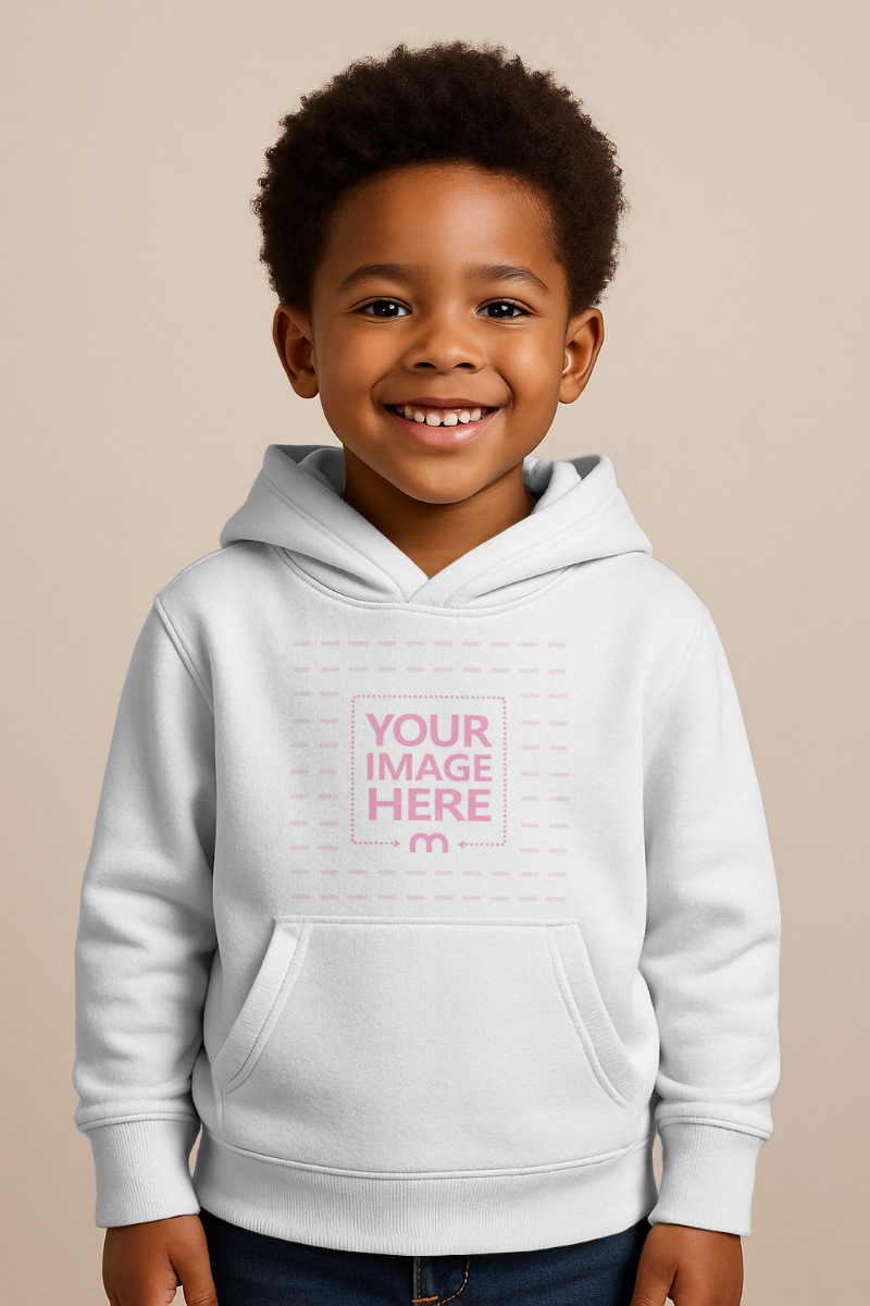 Hoodie Mockup on Young Black Kid for Children’s Clothing Branding preview image