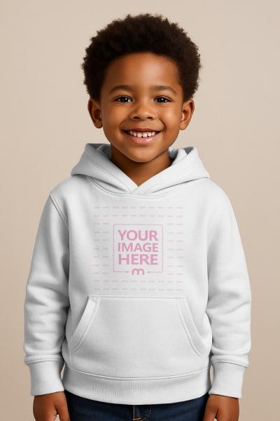Hoodie Mockup on Young Black Kid for Children’s Clothing Branding