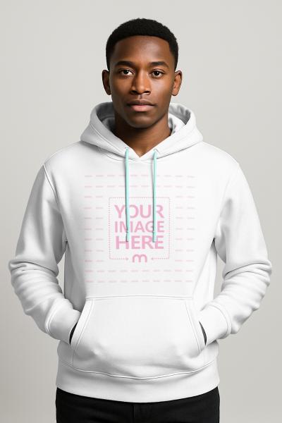 Hoodie Mockup on Young Black Teen for Urban Streetwear