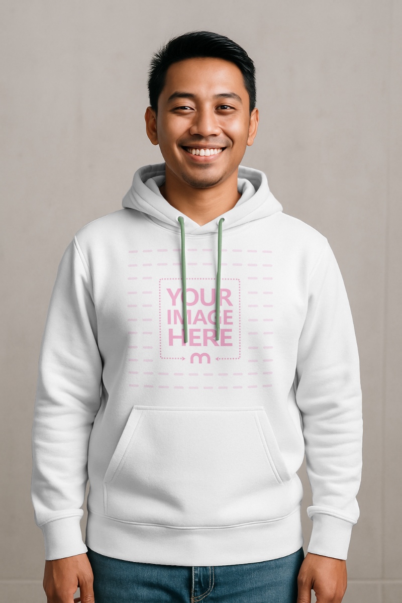 Hoodie Mockup on Asian Male Standing for Casual Branding preview image