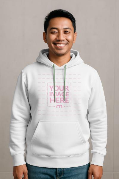 Hoodie Mockup on Asian Male Standing for Casual Branding