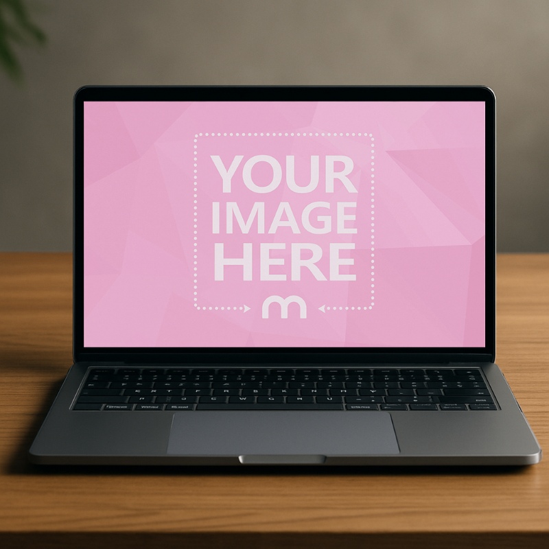 Laptop Mockup on Wooden Table for Modern Workspace preview image