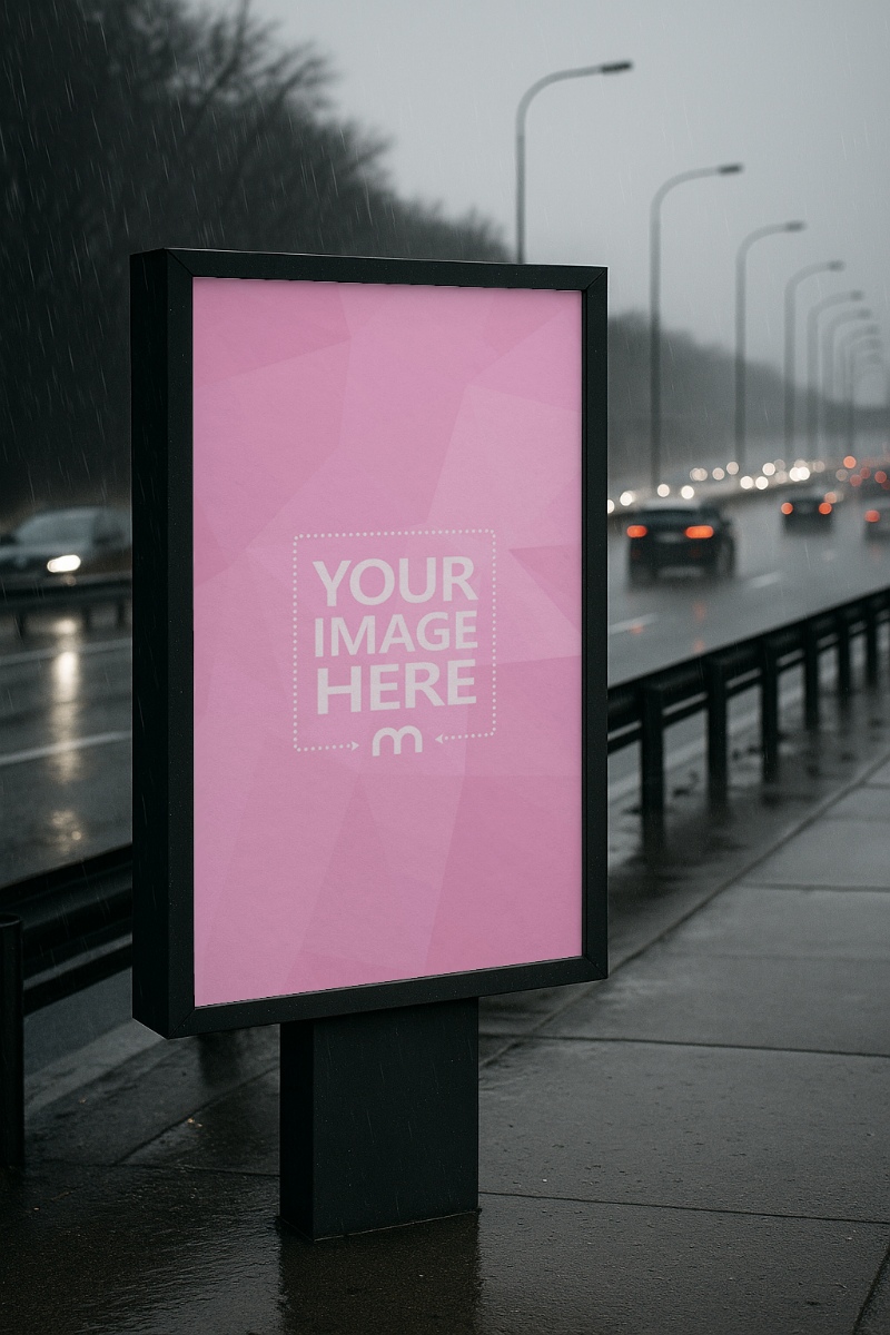 Signboard Mockup at Highway Roadside for Travel Campaigns preview image