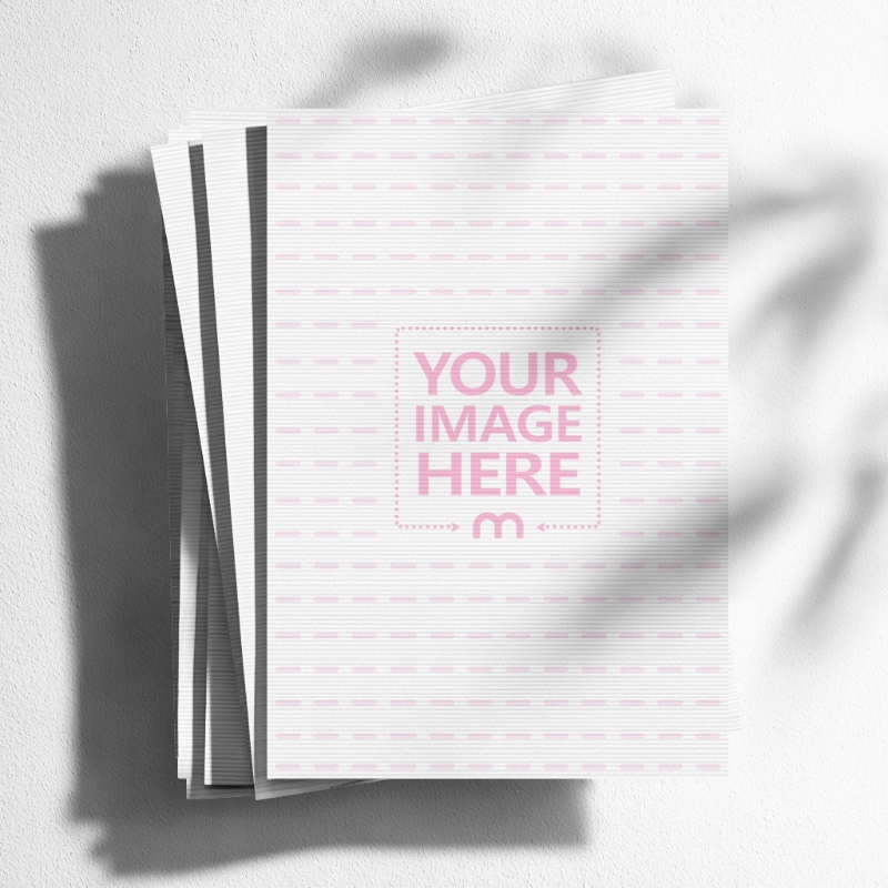 Stack of A4 Paper Mockup Top View on White Background preview image