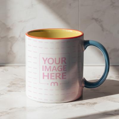 11oz Accent Coffee Mug Mockup on Marble Countertop