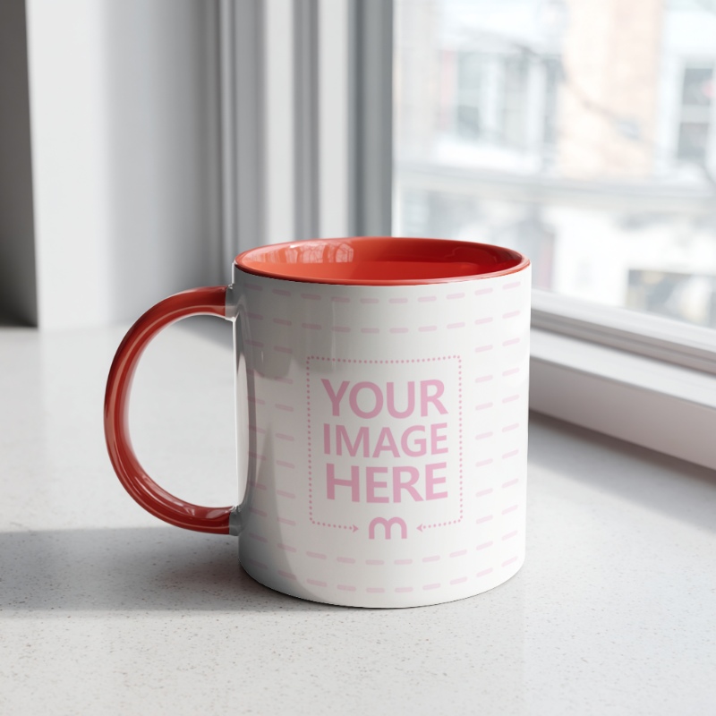 11oz Accent Coffee Mug Mockup on Flat Window Background preview image