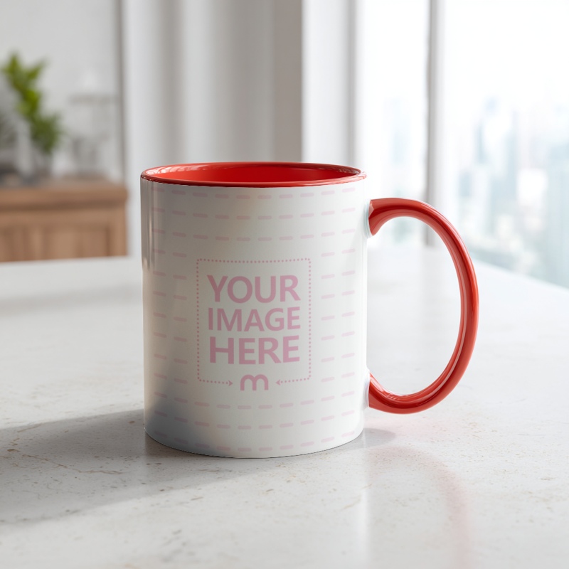 11oz Ceramic Accent Mug Mockup with Window Aesthetic preview image
